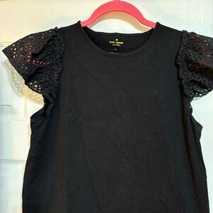 Kate Spade tee with eyelet cap sleeves, black size M